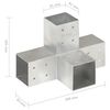 vidaXL Connecteurs de poteau 4 pcs Forme en X M&eacute;tal galvanis&eacute; 81x81 mm