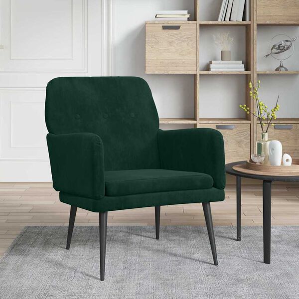 vidaXL Fauteuil Vert fonc&eacute; 62x79x79 cm Velours