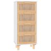 vidaXL Buffet Blanc 40x30x90 cm Bois de pin massif et rotin naturel