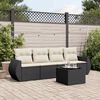 vidaXL Salon de jardin 5 pcs avec coussins noir r&eacute;sine tress&eacute;e