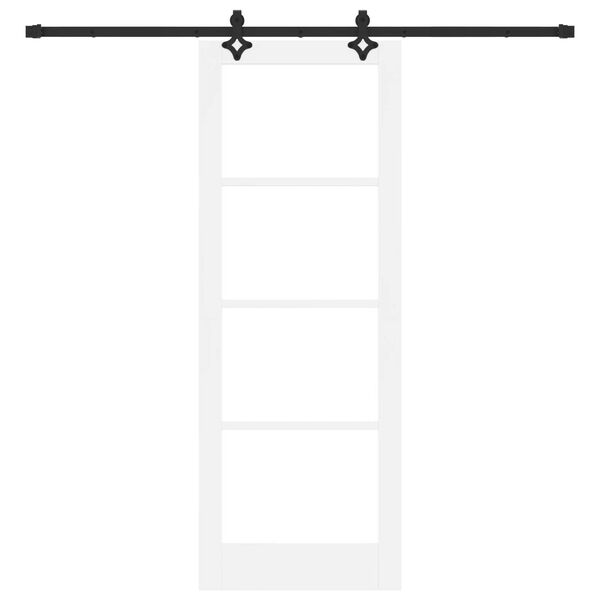 vidaXL Porte coulissante Blanc 78 x 211 cm Bois de pin massif et verre