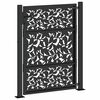 vidaXL Portail de jardin noir 100x125 cm en acier avec motif feuille
