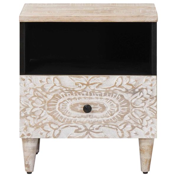 vidaXL Armoire de lit Blanc 40 x 33 x 46 cm Bois de mangue massif