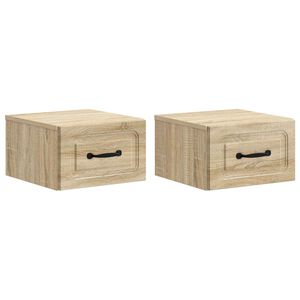 vidaXL Cabinet de chevet mural 2 pc Ch&ecirc;ne Sonoma 34,5 x 33 x 20 cm
