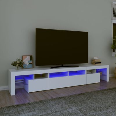 vidaXL Meuble TV avec lumières LED Blanc 230x36,5x40 cm