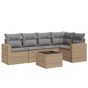 vidaXL Salon de jardin avec coussins 6 pcs beige r&eacute;sine tress&eacute;e
