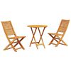 vidaXL Ensemble bistro pliant 3 pcs Marron Bois d'Acacia Massif