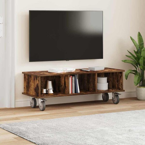 vidaXL Meuble TV Ch&ecirc;ne fum&eacute; 100 x 35 x 35 cm Bois d'ing&eacute;nierie