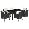 vidaXL Ensemble &agrave; manger de jardin coussins 7pcs Noir R&eacute;sine tress&eacute;e