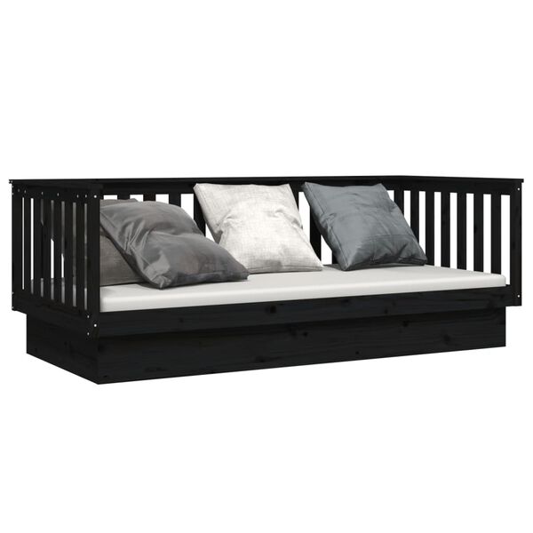 vidaXL Lit de jour sans matelas noir 100x200 cm bois de pin massif