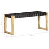 vidaXL Banc 110 cm Noir Cuir v&eacute;ritable et bois de manguier massif
