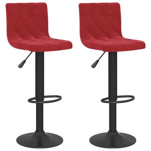 vidaXL Tabourets de bar lot de 2 rouge bordeaux velours