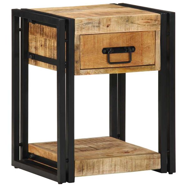 vidaXL Tables de chevet 2 pcs 40x35x50 cm bois de manguier massif brut