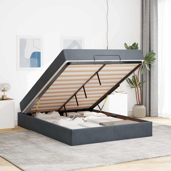 vidaXL Cadre de lit avec matelas avec matelas 2 pcs Gris Fonc&eacute; Velours