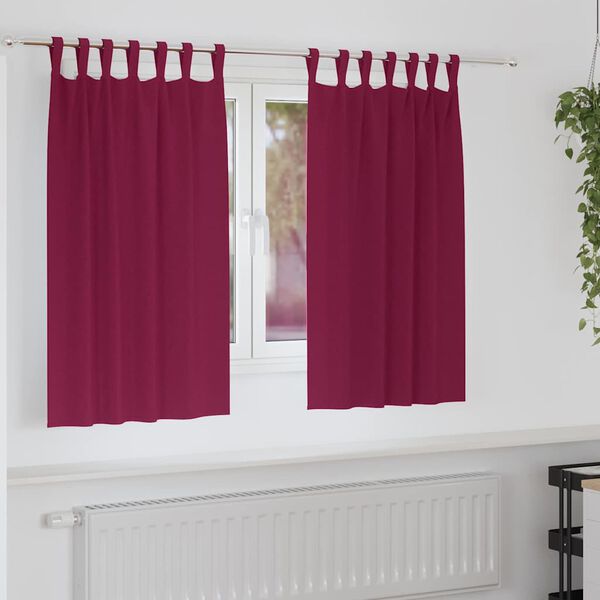 vidaXL Rideaux occultants avec anneaux 2 pcs Bordeaux 140 x 140 cm