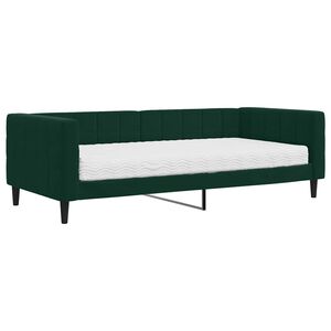 vidaXL Lit de jour avec matelas vert fonc&eacute; 90x200 cm velours