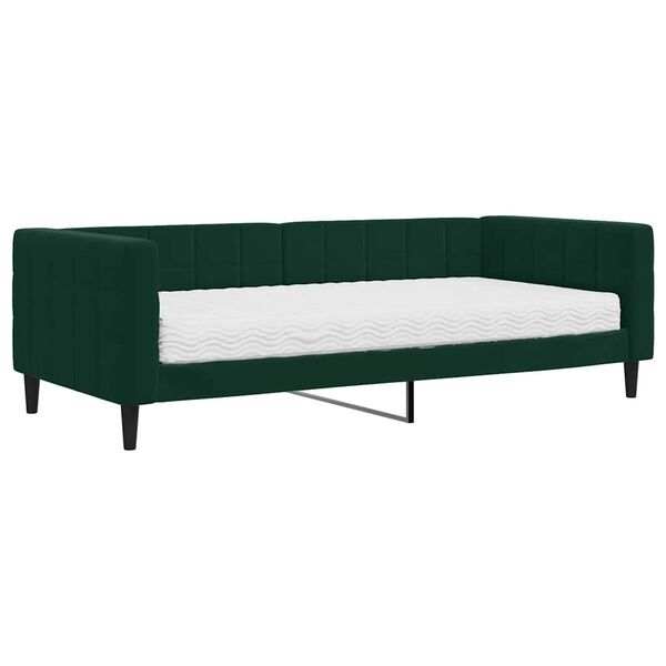 vidaXL Lit de jour avec matelas vert fonc&eacute; 90x200 cm velours