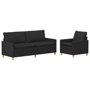 vidaXL Ensemble de Canap&eacute;s 2 pc 4 place Noir Tissu