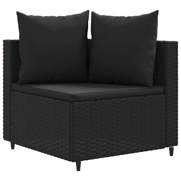 vidaXL Salon de jardin 6 pcs avec coussins noir r&eacute;sine tress&eacute;e