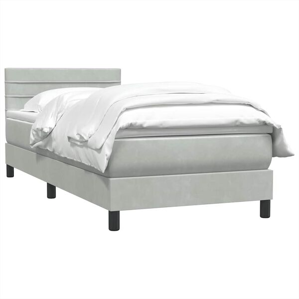 vidaXL Sommier &agrave; lattes de lit et matelas gris clair 80x220 cm velours