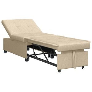 vidaXL Canap&eacute;-lit escamotable Cr&egrave;me 194 x 50 x 82 cm tissu