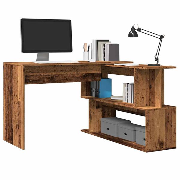 vidaXL Bureau d'angle vieux bois 200,5x50x76 cm bois d'ing&eacute;nierie