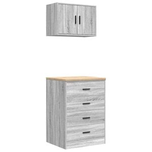 vidaXL Armoires de garage 2 pcs sonoma gris bois d'ing&eacute;nierie