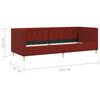 vidaXL Lit avec USB Rouge bordeaux Tissu 90x200 cm