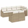 vidaXL Ensemble de canap&eacute; de jardin 7 pc Beige et blanc polyrotin
