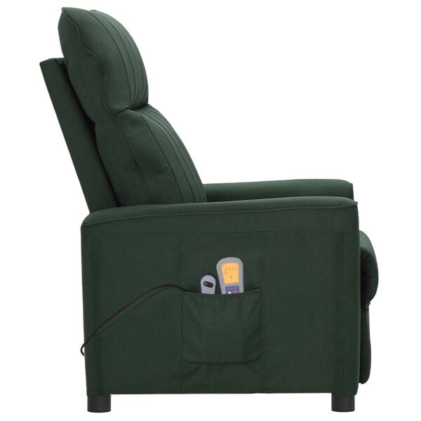 vidaXL Fauteuil &eacute;lectrique de massage Vert fonc&eacute; Tissu
