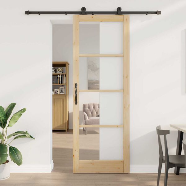 vidaXL Porte coulissante ORKDAL Naturel et Noir 83 x 232 cm