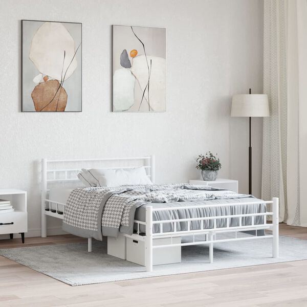 vidaXL Cadre de lit sans matelas blanc m&eacute;tal 140x200 cm