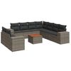 vidaXL Salon de jardin avec coussins 10 pcs gris r&eacute;sine tress&eacute;e