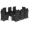 vidaXL Ensemble &agrave; manger de jardin 9pcs coussins noir r&eacute;sine tress&eacute;e