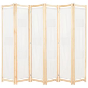 vidaXL Cloison de s&eacute;paration 6 panneaux Cr&egrave;me 240 x 170 x 4 cm Tissu
