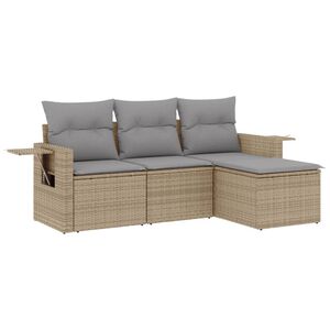 vidaXL Salon de jardin avec coussins 4 pcs beige r&eacute;sine tress&eacute;e
