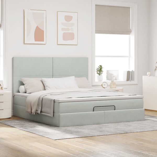 VidaXL Cadre de lit ottoman et matelas gris clair 160x200cm velours