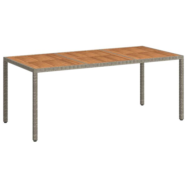 vidaXL Table de jardin 190x90x75 cm R&eacute;sine tress&eacute;e/bois d'acacia Gris