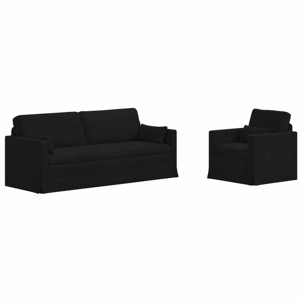 vidaXL Canap&eacute; 2 pcs Noir 198 x 78 x 80 cm tissu
