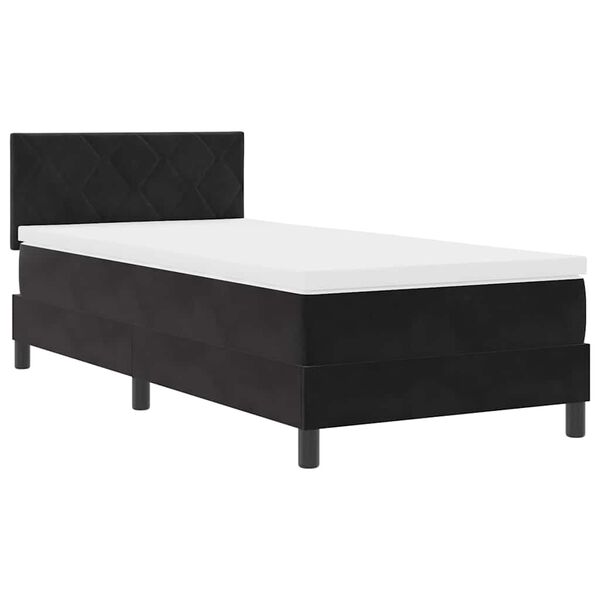 vidaXL Lit &agrave; ressorts avec matelas Noir 100 x 200 cm Velours