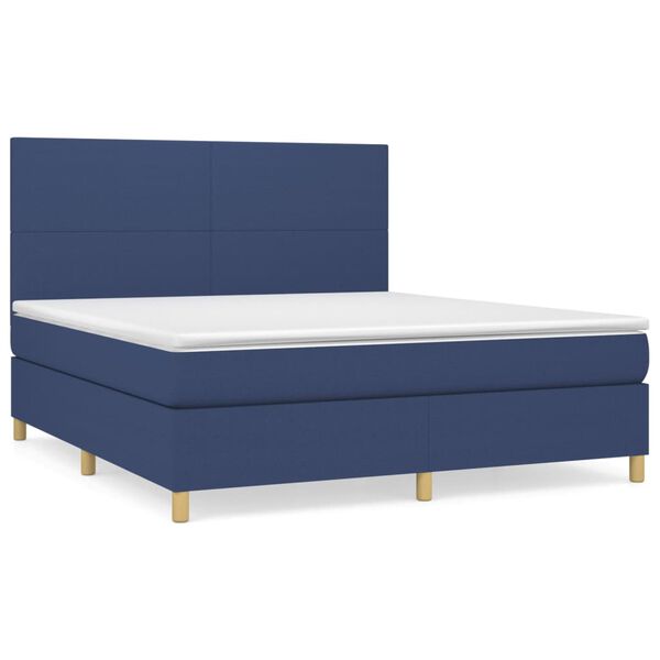 vidaXL Sommier &agrave; lattes de lit avec matelas Bleu 180x200 cm Tissu