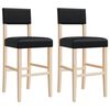 vidaXL Chaises de bar lot de 2 bois massif d'h&eacute;v&eacute;a et similicuir
