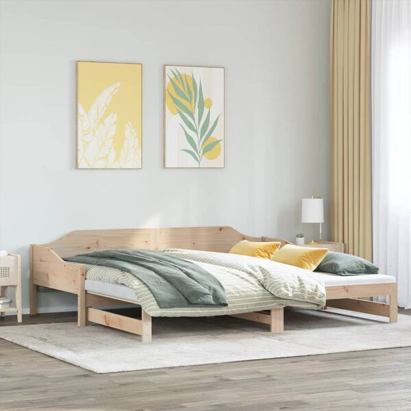 vidaXL Lit de jour et lit gigogne sans matelas 80x200 cm bois massif