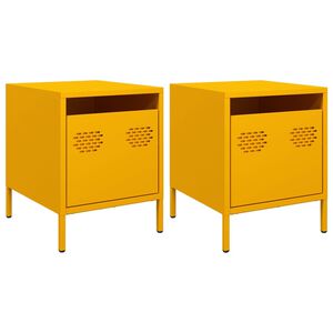 vidaXL Tables de chevet 2 pcs jaune moutarde 35x39x43,5 cm acier