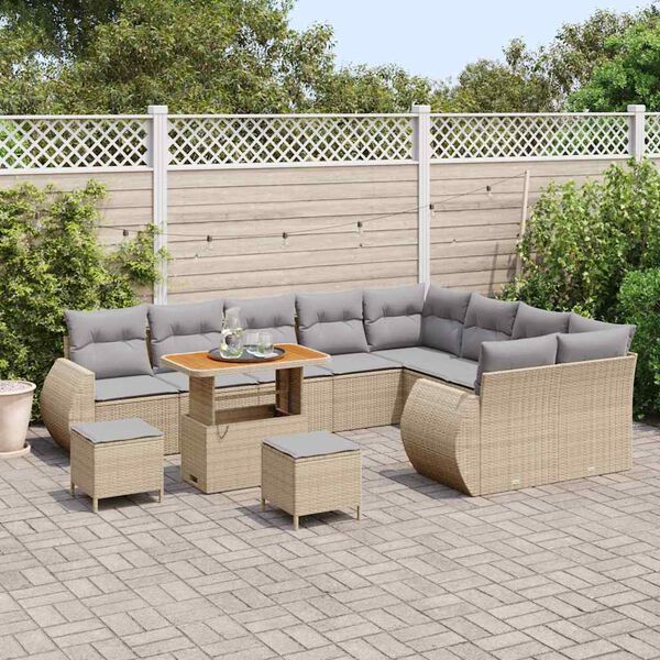 vidaXL Ensemble de canapé de jardin 12 pcs Beige polyrotin