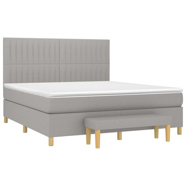 vidaXL Sommier &agrave; lattes de lit avec matelas Gris clair 180x200cm Tissu