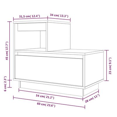 vidaXL Table de chevet Noir 60x34x51 cm Bois de pin solide
