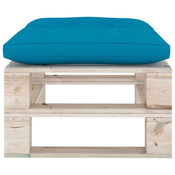vidaXL Repose-pied palette de jardin avec coussin bleu bois de pin