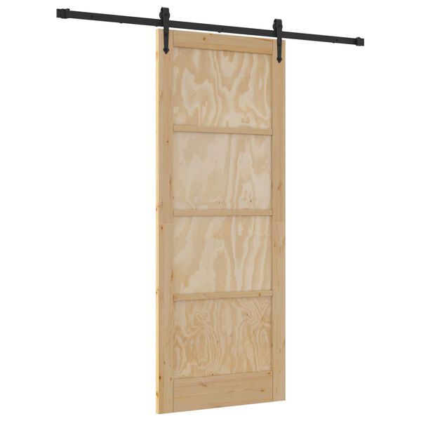 vidaXL Porte coulissante ORKDAL Naturel et Noir 83 x 211 cm Pin massif