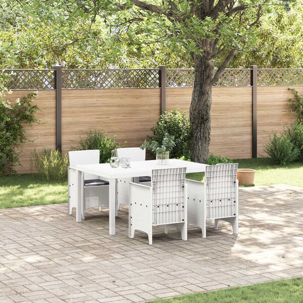 vidaXL Ensemble de salle à manger pour jardin 5 pcs Blanc Rattan Polt